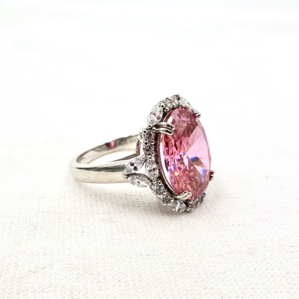 BELLA LUCE PINK CZ STERLING SILVER RING - Picture 10 of 10